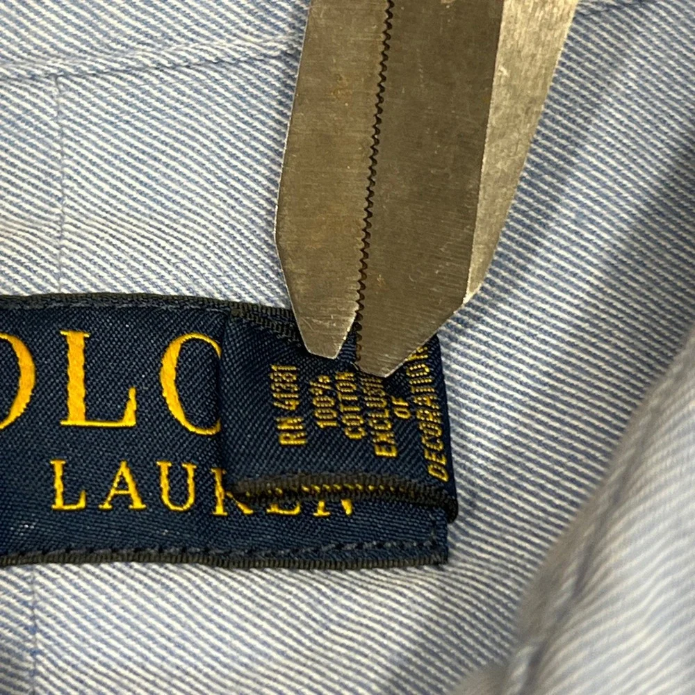 Polo Ralph Lauren Mens Large Light Blue Cotton Dress Shirt *READ